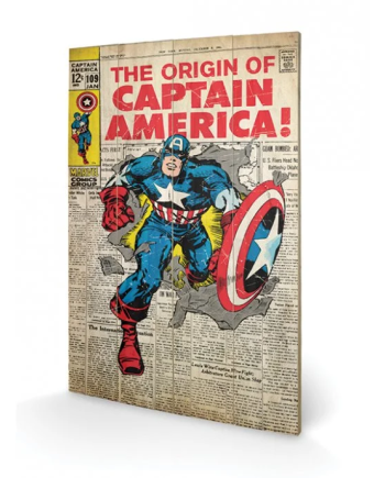 MARVEL - Printing on wood 40X59 - Captain America Origin