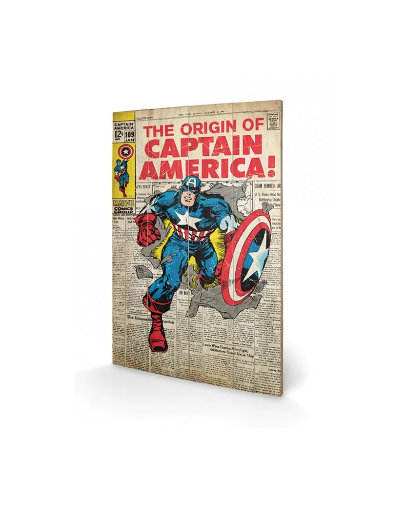 MARVEL - Printing on wood 40X59 - Captain America Origin