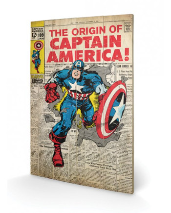 MARVEL - Printing on wood 40X59 - Captain America Origin