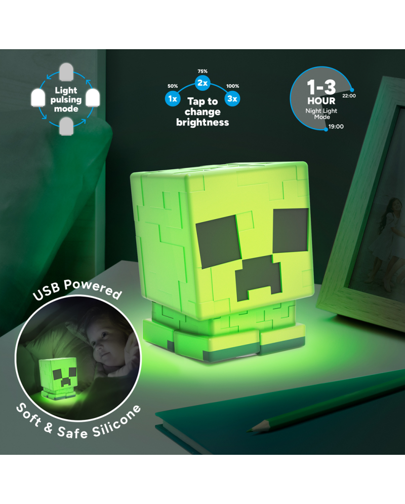 MINECRAFT - Creeper - 'SquishyGlo' Silicone Light Rechargeable 15cm