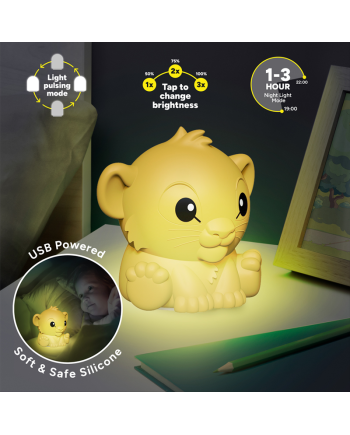 LION KING - Simba - 'SquishyGlo' Silicone Light Rechargeable 15cm