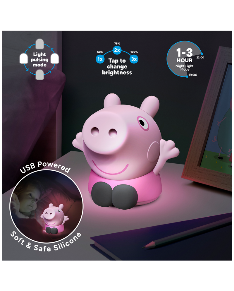 PEPPA PIG - 'SquishyGlo' Silicone Light Rechargeable 14cm