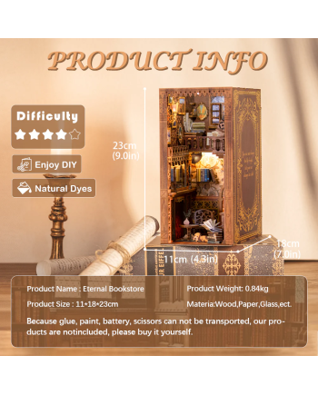 BOOK NOOK KIT - DIY - Eternal Bookstore - 172pc + LED Light