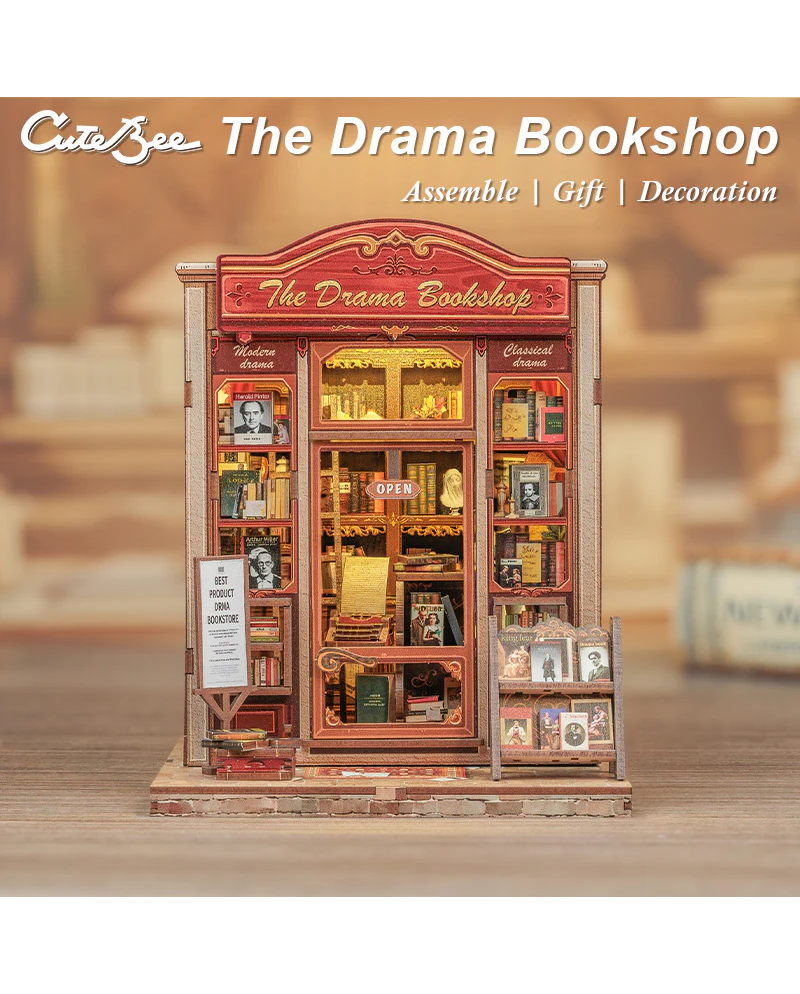 MINIATURE HOUSE - DIY - Drama Bookshop - 253pc + LED Light