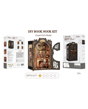 BOOK NOOK KIT - DIY - Count Cat's Study - 108pc + LED Light