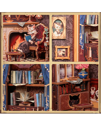 BOOK NOOK KIT - DIY - Count Cat's Study - 108pc + LED Light