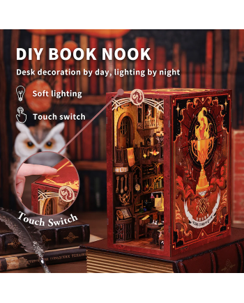 BOOK NOOK KIT - DIY - Flame Common Room - 226pc + LED Light