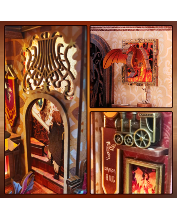 BOOK NOOK KIT - DIY - Flame Common Room - 226pc + LED Light