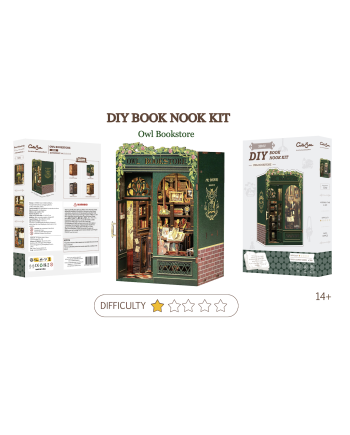 BOOK NOOK KIT - DIY - Owl Bookstore - 139pc + LED Light