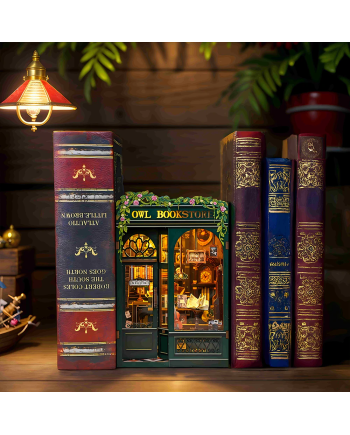 BOOK NOOK KIT - DIY - Owl Bookstore - 139pc + LED Light