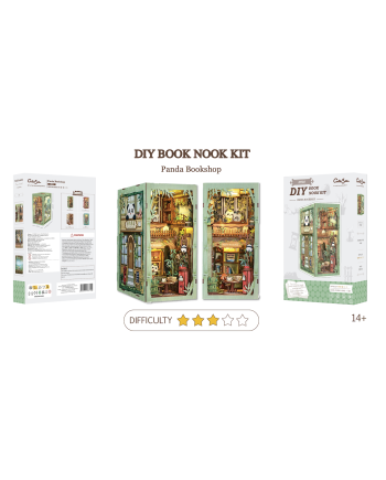 BOOK NOOK KIT - DIY - Panda Bookshop - 244pc + LED Light