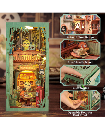 BOOK NOOK KIT - DIY - Panda Bookshop - 244pc + LED Light