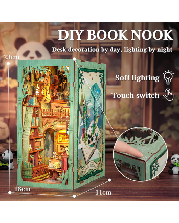 BOOK NOOK KIT - DIY - Panda Bookshop - 244pc + LED Light