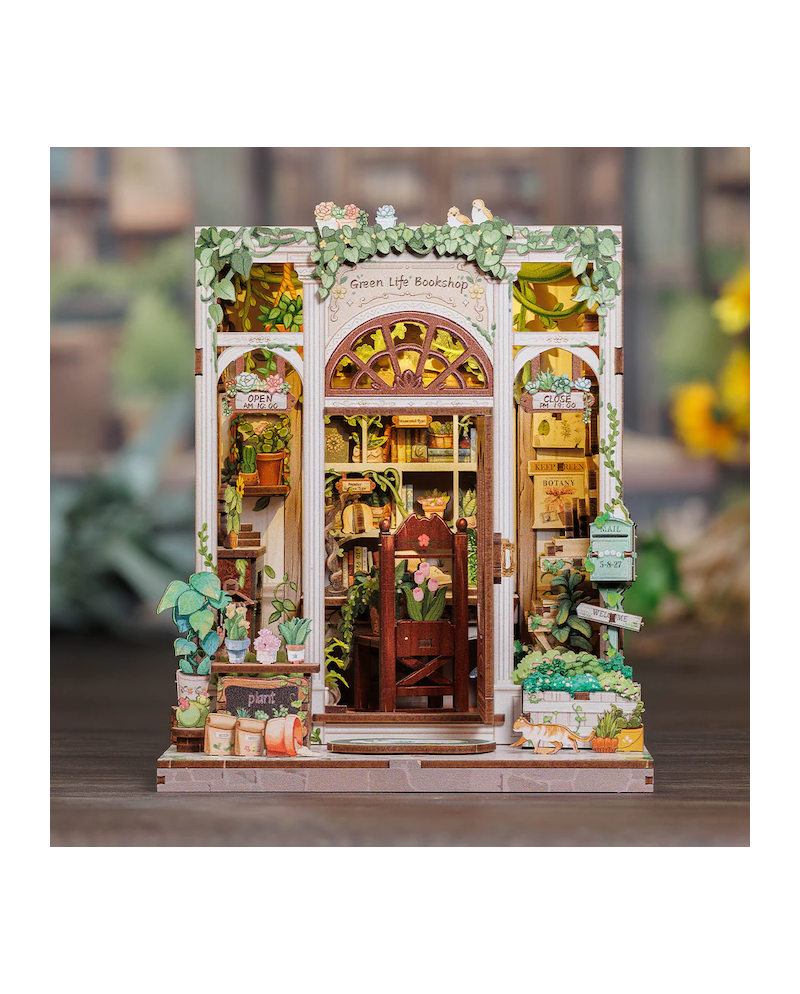 MINIATURE HOUSE - DIY - Green Life Bookshop - 196pc + LED Light