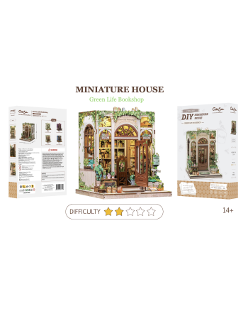 MINIATURE HOUSE - DIY - Green Life Bookshop - 196pc + LED Light