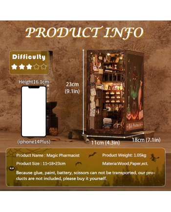 BOOK NOOK KIT - DIY - Magic Pharmacist - 282pc + LED Light