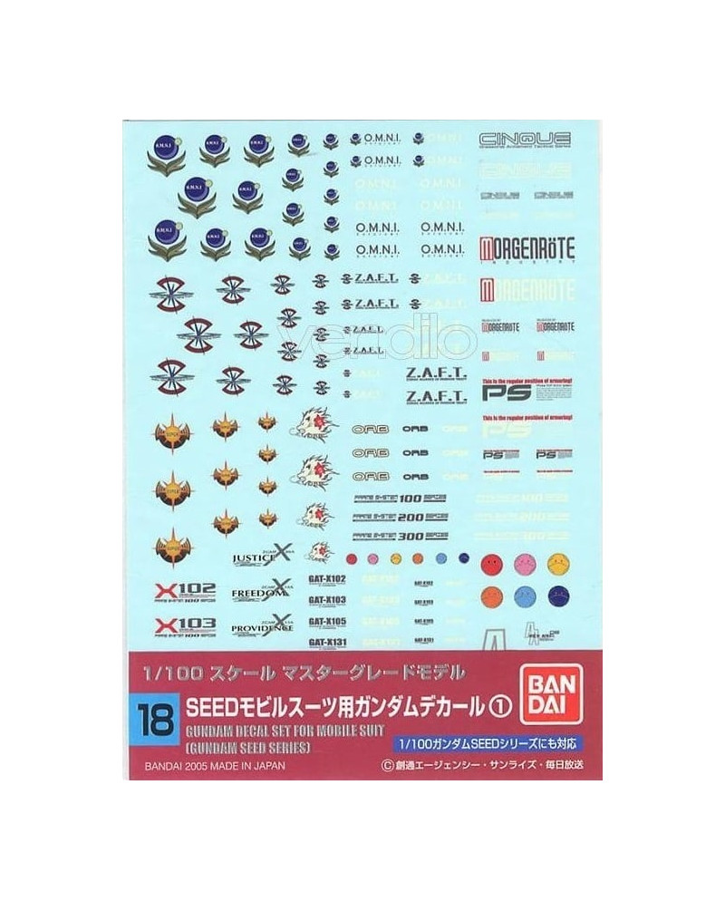 GUNDAM - GUNDAM DECAL 018 - MG Multiuse Seed