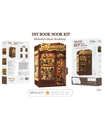BOOK NOOK KIT - DIY - Memories Music Bookshop - 136pc + LED Light