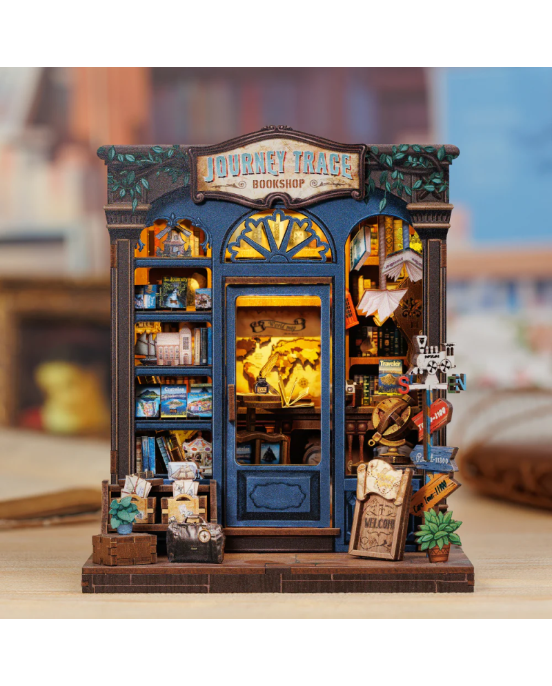 MINIATURE HOUSE - DIY - Journey Trace Bookshop - 241pc + LED Light