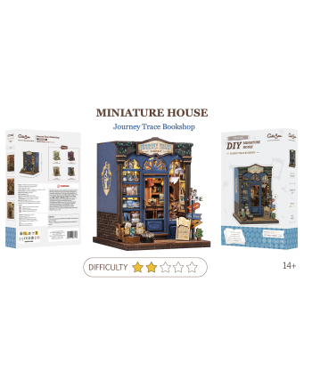 MINIATURE HOUSE - DIY - Journey Trace Bookshop - 241pc + LED Light