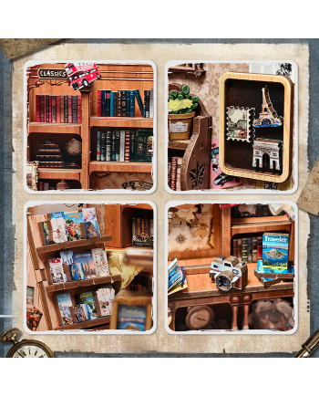MINIATURE HOUSE - DIY - Journey Trace Bookshop - 241pc + LED Light