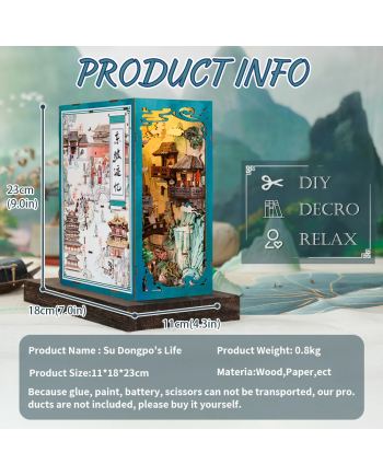 BOOK NOOK KIT - DIY - Su Dongpo's Life - 280pc + LED Light