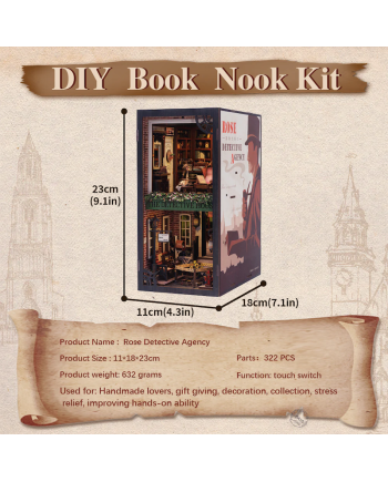 BOOK NOOK KIT - DIY - Rose Detective Agency - 322pc + LED Light