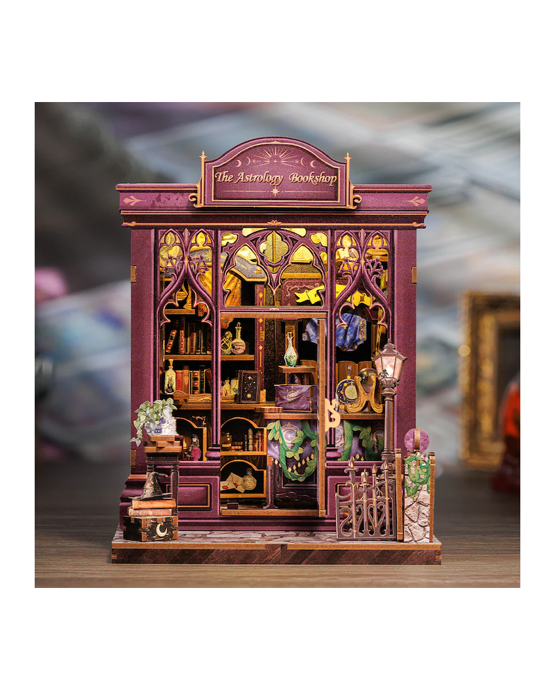 MINIATURE HOUSE - DIY - Astrology Bookshop - 155pc + LED Light