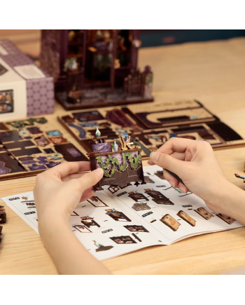 MINIATURE HOUSE - DIY - Astrology Bookshop - 155pc + LED Light