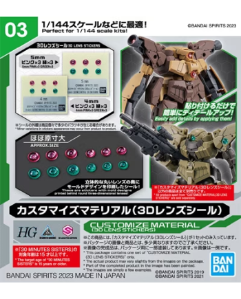 30MM - Customize Material (3D Lens Stickers) - Model Kit