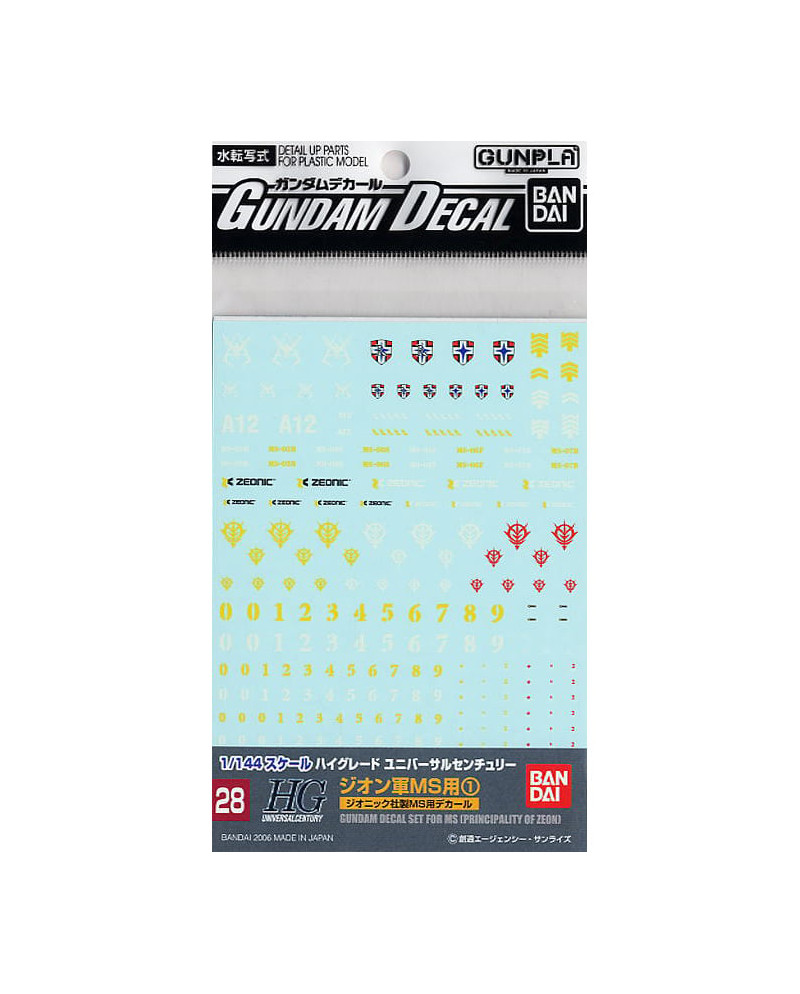 GUNDAM - Gundam Decal 28 HGUC Multiuse Zeon MS 1 - Model Kit
