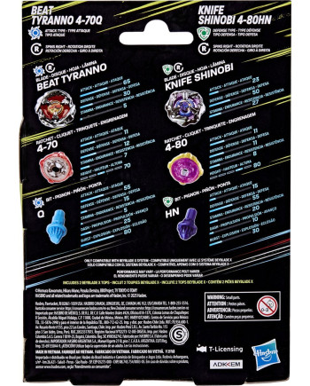 BEYBLADE X - Beat Tyranno 4-70Q & Knife Shinobi 4-80HN Dual Pack