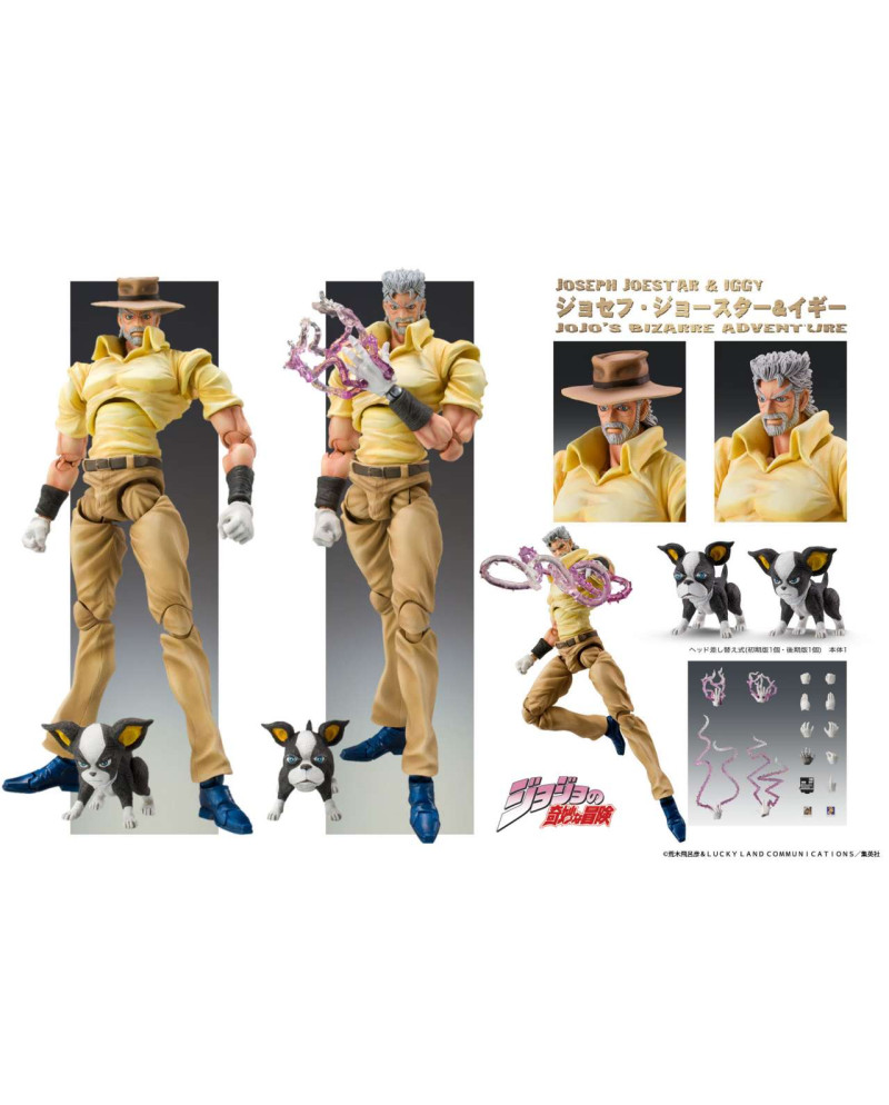 JOJO PART 3 - Joseph Joestar & Iggy - Fig. Super Action Chozokado 15cm