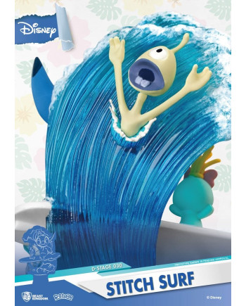 Détail de la vague du diorama Stitch Surf D-Stage par Beast Kingdom