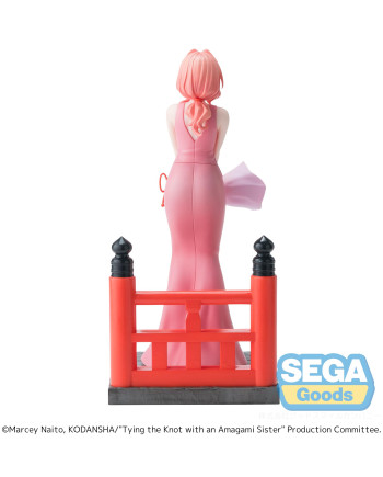 Vue arrière de la figurine Yuna Amagami en robe rose – Tying the Knot with an Amagami Sister
