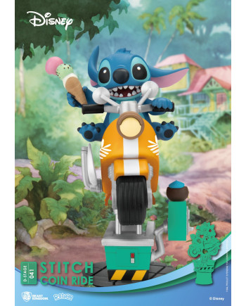 Vue de face de la figurine Stitch Coin Ride sur manège à pièces Disney