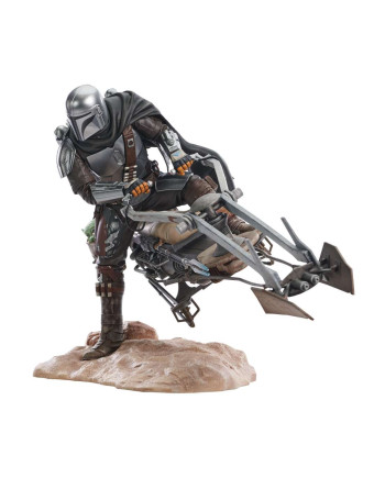 THE MANDALORIAN - Din Djarin with Speeder - Statue Premier Coll. 25cm