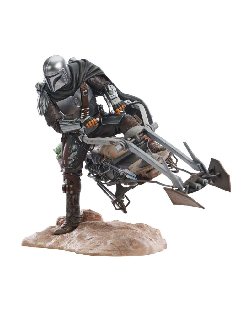 THE MANDALORIAN - Din Djarin with Speeder - Statue Premier Coll. 25cm