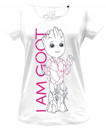 MARVEL - Baby Groot Line With I Am Groot Text - T-Shirt Women (S)