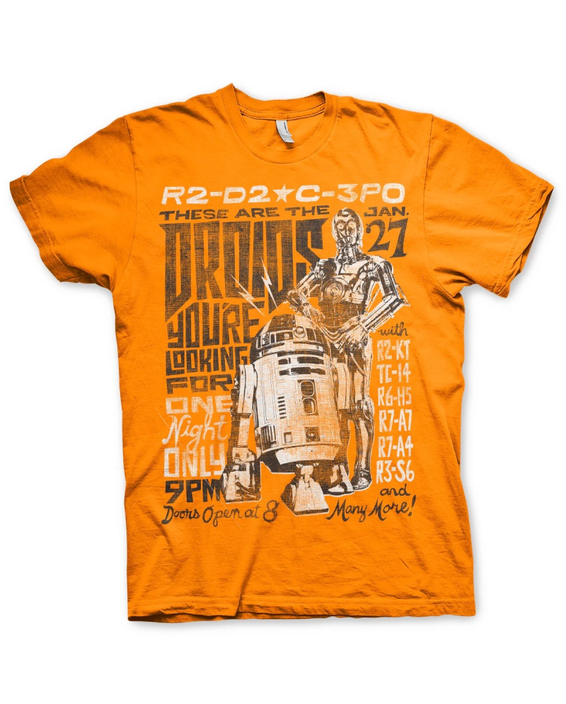 STAR WARS 7 - T-Shirt Droids Night - Orange (S)
