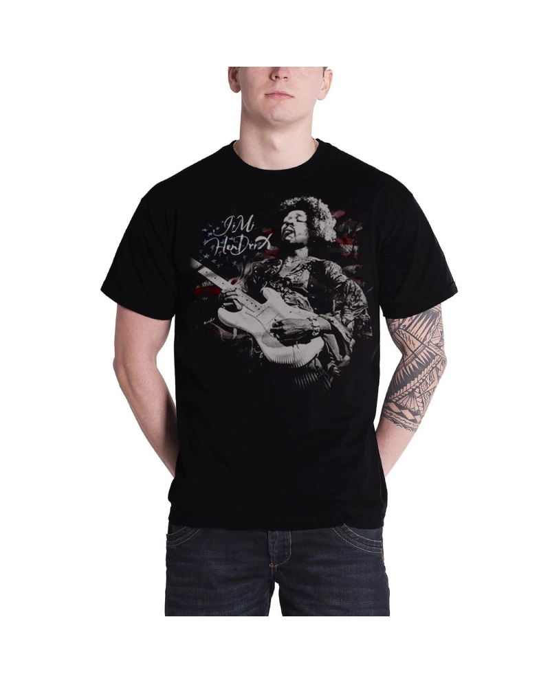 MUSIC - T-Shirt Jimi Hendrix Flag (S)