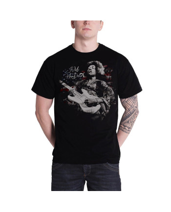 MUSIC - T-Shirt Jimi Hendrix Flag (S)