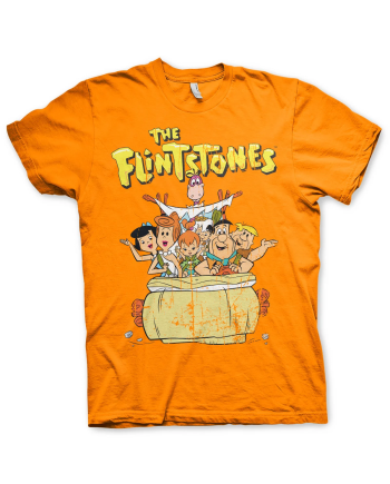 THE FLINTSTONES - T-Shirt Flintstones Family - Orange (S)