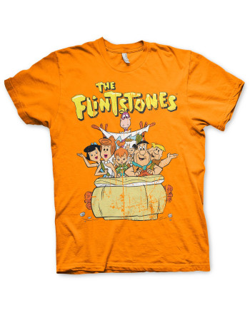 THE FLINTSTONES - T-Shirt Flintstones Family - Orange (S)