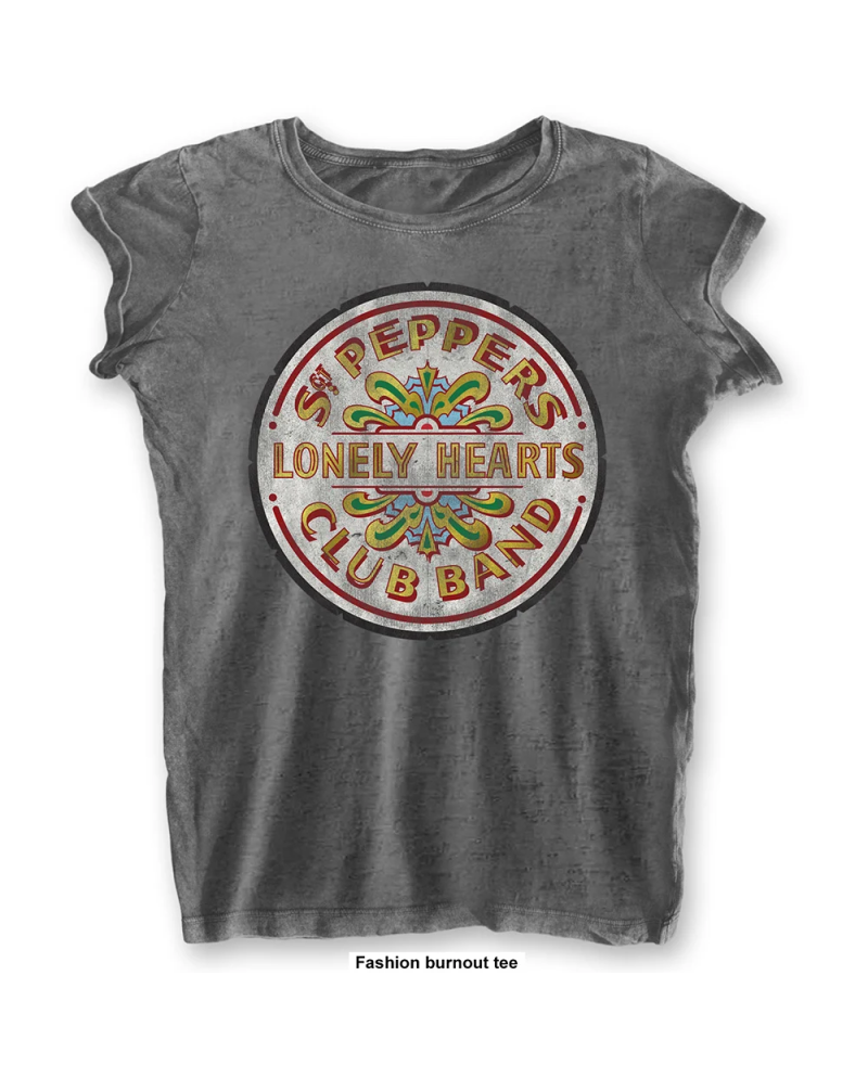 THE BEATLES - T-Shirt BurnOut Col - Sgt Pepper Drum - Woman (XS)