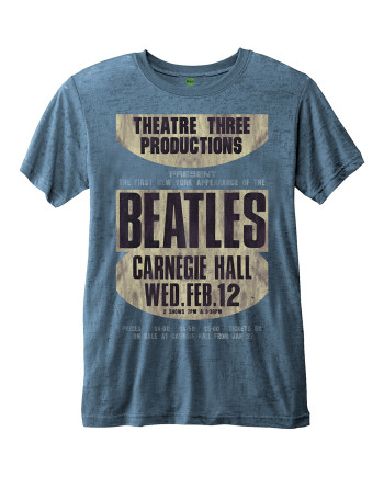 THE BEATLES - T-Shirt BurnOut Col - Carnegie Hall - Blue - Men (S)