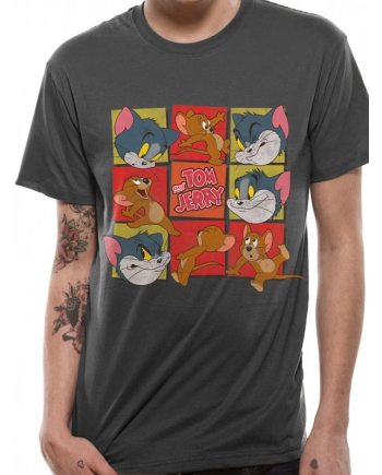 TOM AND JERRY - T-Shirt IN A TUBE- Squares (S)