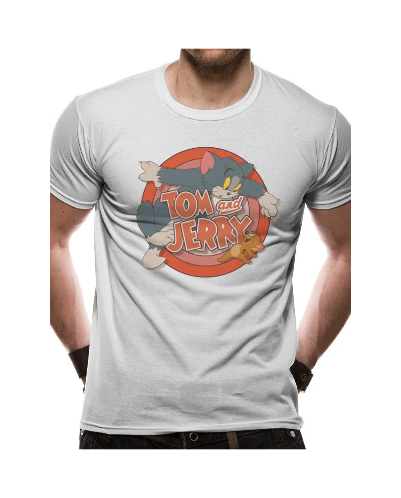 TOM AND JERRY - T-Shirt IN A TUBE- Retro Logo (M)