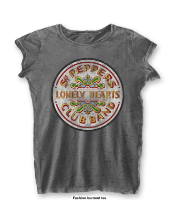 THE BEATLES - T-Shirt BurnOut Col - Sgt Pepper Drum - Woman (XL)