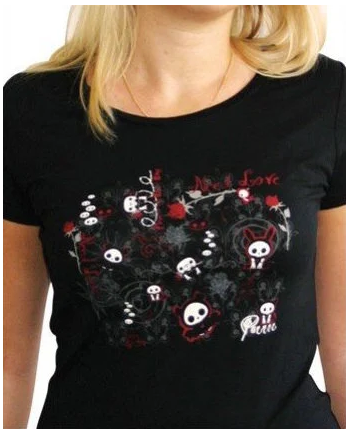 SKELANIMALS - T-Shirt DARK LOVE Femme Black Basic (L)